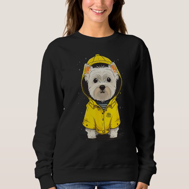 Rainy West Highland White Terrier in a Westie Rain T Shirt (Framsida)
