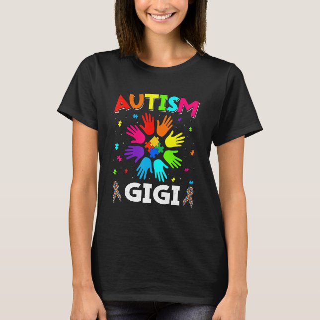 Raise Hand Autism Awareness Gigi Family Support Au T Shirt (Framsida)