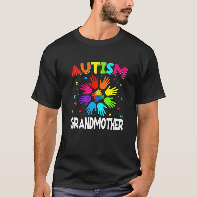 Raise Hand Autism Awareness Grandmother Family Sup T Shirt (Framsida)