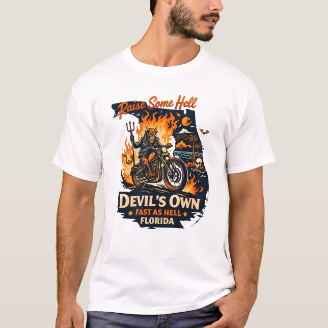 Raise Some Hell Vintage Biker Design T Shirt (Framsida)