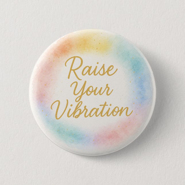 Raise Your Vibration Rainbow Watercolor Energy Knapp (Framsida)