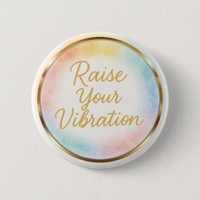 Raise Your Vibration Rainbow Watercolor Energy Knapp (Framsida)