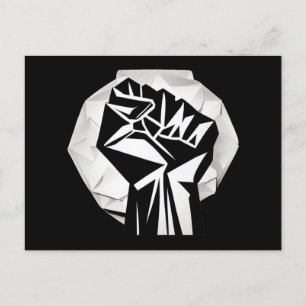 RAISED FIST SERIES - origami badge Vykort