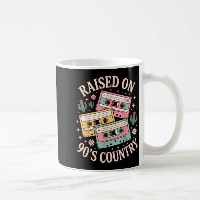 Raised On 90's Country Music Retro Cette Design  Kaffemugg (Höger)