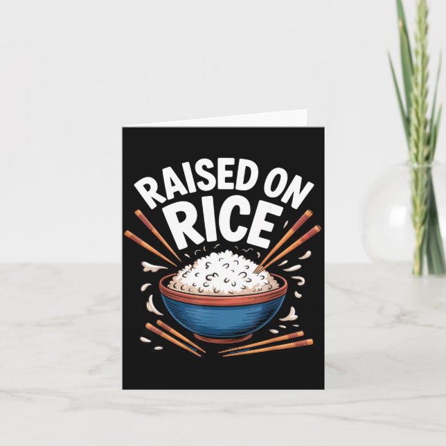 Raised On Rice Food Lover Bowl Design For Fun Casu Kort (Framsida)