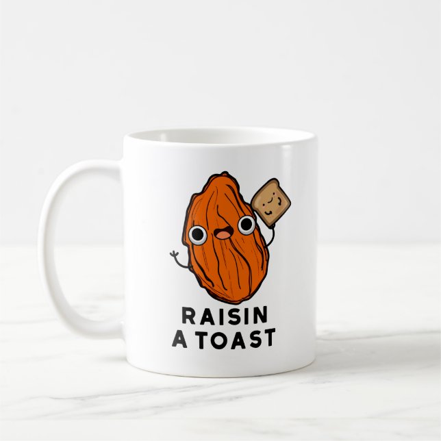 Raisin A Toast Funny Food Pun Kaffemugg (Vänster)