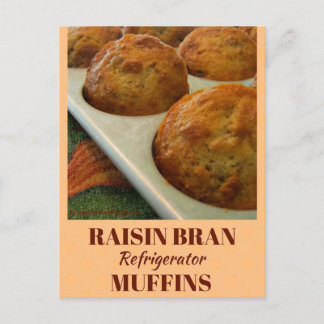 Raisin Bran Refrigerator Muffins Rececipe Card Vykort