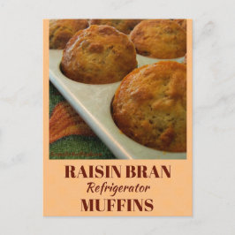 Raisin Bran Refrigerator Muffins Rececipe Card Vykort
