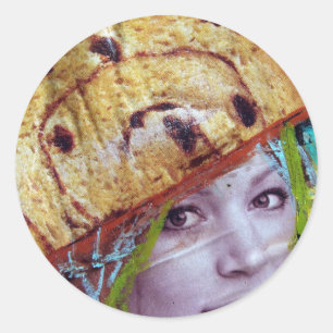 Raisin Bread Head, A Collage Runt Klistermärke