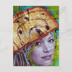 Raisin Bread Head, A Collage Vykort