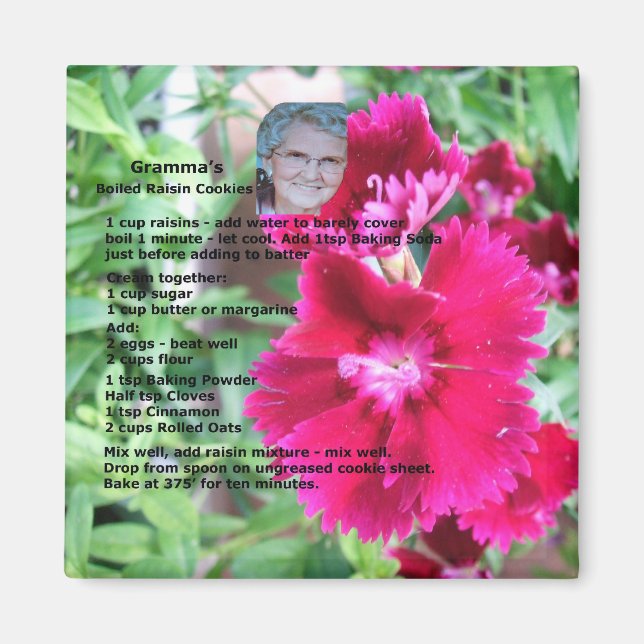 Raisin Cookie Recipe Magnet (Framsidan)