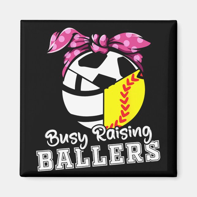 Raising Ballers - Ljudig softball Volleyball-fotbo Magnet (Framsidan)