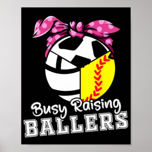 Raising Ballers - Ljudig softball Volleyball-fotbo Poster