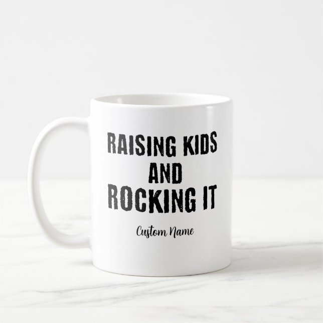 Raising Kids and Rockit It Custom Name Kaffemugg (Vänster)