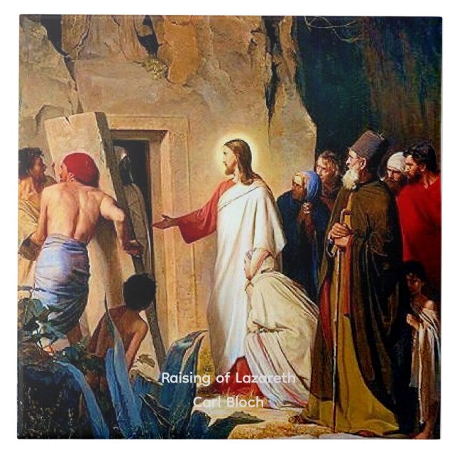 Raising of Lazarus, Carl Bloch Kakelplatta (Framsidan)