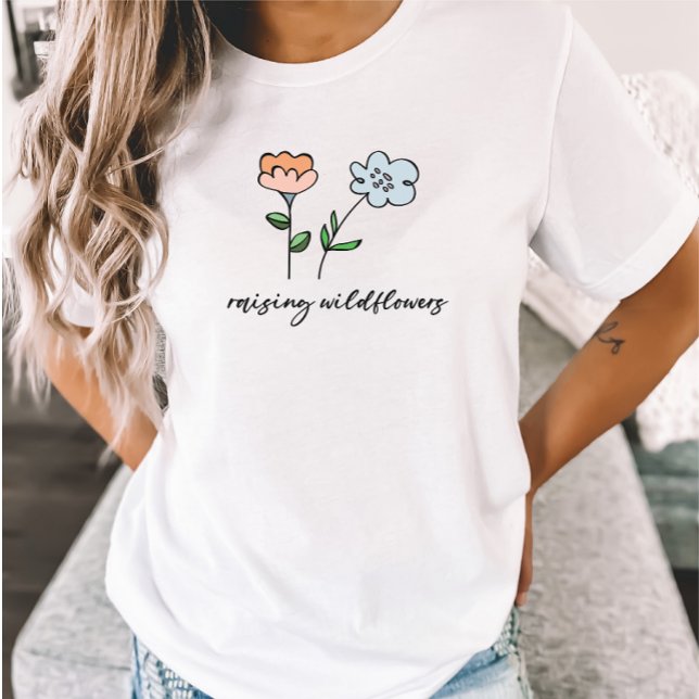 Raising Wildblommor Mamma Blommigt Mor of Two T Shirt (Skapare uppladdad)