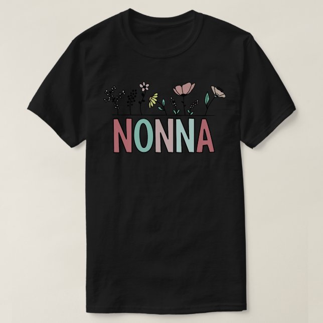 Raising Wildblommor Nonna Blommigt Nonna Mors dag T Shirt (Design framsida)