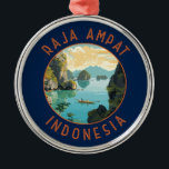 Raja Ampat Indonesia Boat Retro Distress Circle Julgransprydnad Metall<br><div class="desc">Raja Ampat i vektorteckningen stil. Raja Ampat,  eller "The Four Kung",  är en skärgård på över 1 500 öar i den indonesiska provinsen Väster Papua.</div>