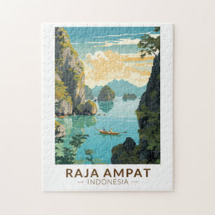 Raja Ampat Indonesia Boat Travel Art Vintage Pussel
