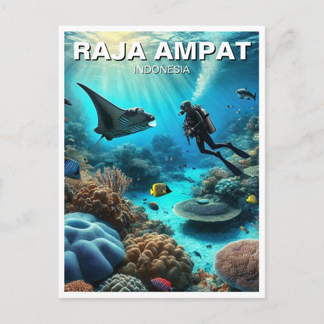Raja Ampat Indonesia Scuba Diver Vykort (Framsida)