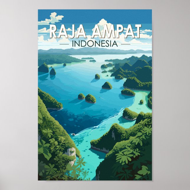 Raja Ampat Indonesia Travel Art Vintage Poster (Framsidan)