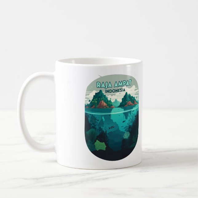 Raja Ampat Indonesia Underwater Scuba Retro Kaffemugg (Vänster)