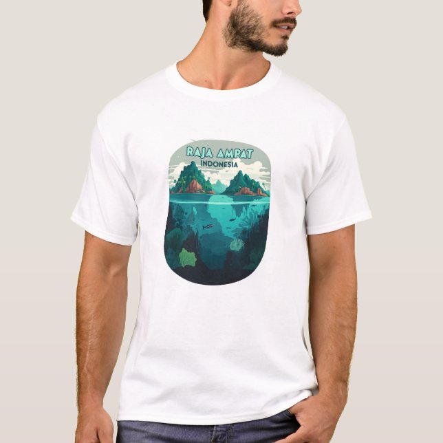 Raja Ampat Indonesia Underwater Scuba Retro T Shirt (Framsida)