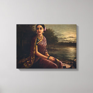 Raja Ravi Varma - Radha i månljuset Canvastryck