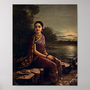 Raja Ravi Varma - Radha i månljuset Poster
