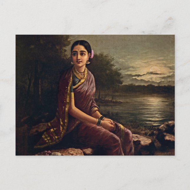 Raja Ravi Varma - Radha i månljuset Vykort (Framsida)