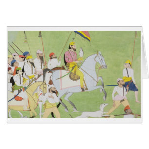 Rajah Dhian Singh (1796-1840) jakt med compani Hälsningskort