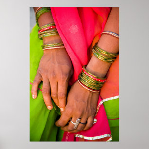 Rajasthan Close of Woman's Händer Poster