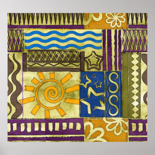 Rajasthan Indian, Patchwork Carpet Struktur. Poster