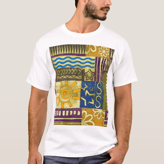 Rajasthan Indian, Patchwork Carpet Struktur. T Shirt (Framsida)