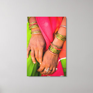 Rajasthan närbild på kvinnas händer canvastryck