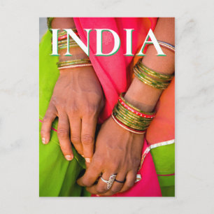 Rajasthan närbild på kvinnas händer vykort
