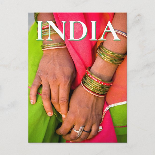 Rajasthan närbild på kvinnas händer vykort (Framsida)