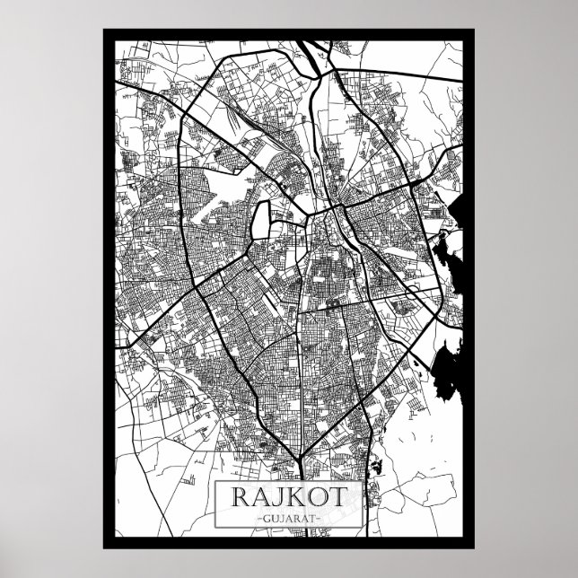 Rajkot Gujarat Stadskarta Poster (Framsidan)