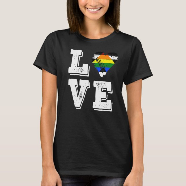 Rak Ally Pride Flagga Kärlek Rak Ally Flagga T Shirt (Framsida)