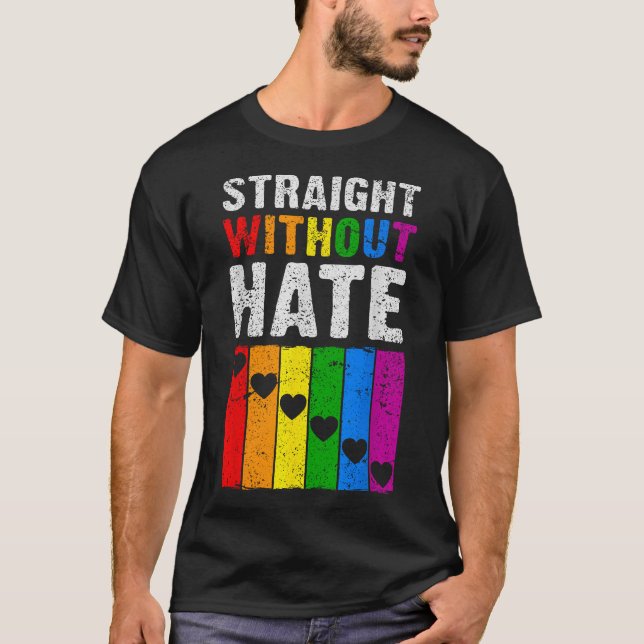 Rak Ally Pride Rainbow Hearts LGbt T Shirt (Framsida)