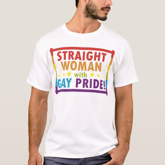 Rak kvinna med gay pride t shirt (Framsida)
