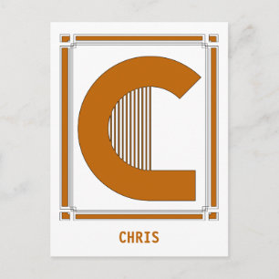 Rak linjer art deco med monogram, brev C Vykort
