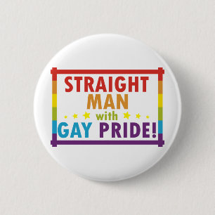 Rak man med gay pride knapp