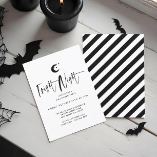 Rak Nattsvart Måne, minimal Halloween fest Inbjudningar