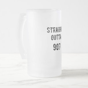 Rak Outta 907 Frosted Beer Mugg - Black Text