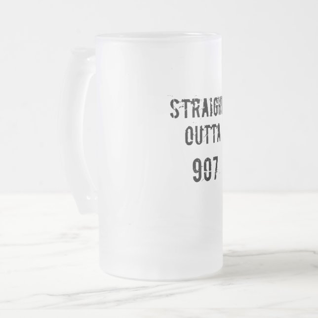 Rak Outta 907 Frosted Beer Mugg - Black Text (Framsida vänster)