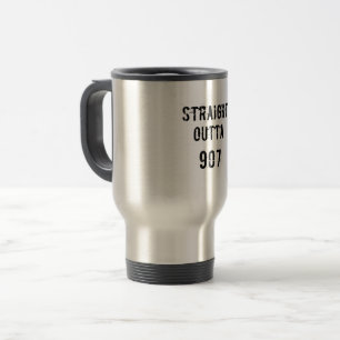 Rak Outta 907 Travel Coffee Mug - Black Text Resemugg