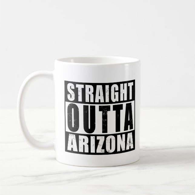 Rak Outta Arizona Urban Typography Kaffemugg (Vänster)