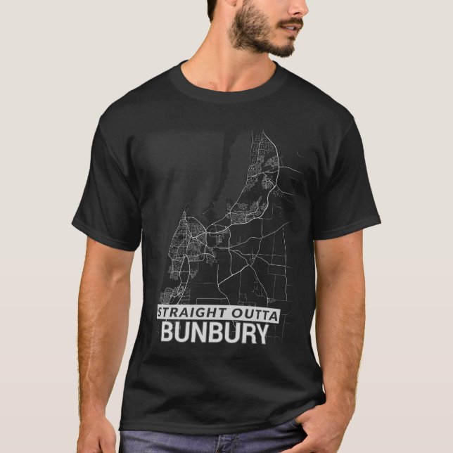 Rak Outta Bunbury stadskarta (det STORA TRYCKET) T Shirt (Framsida)