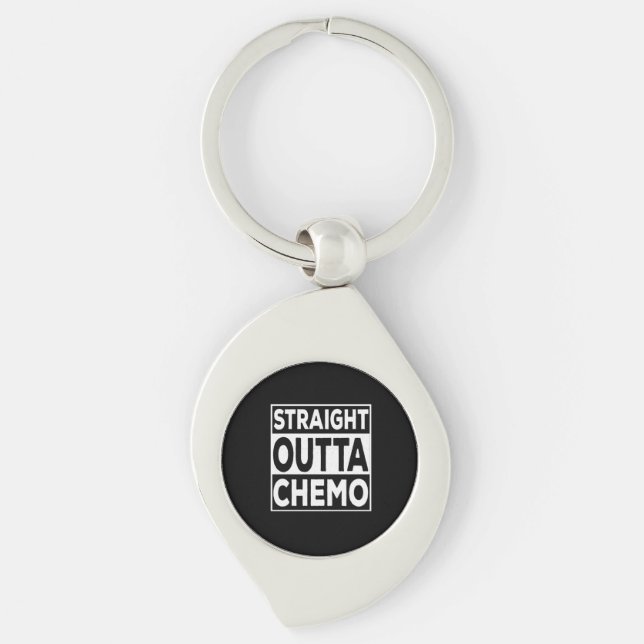 Rak Outta Chemo Swirl Silverfärgad Nyckelring (Framsidan)
